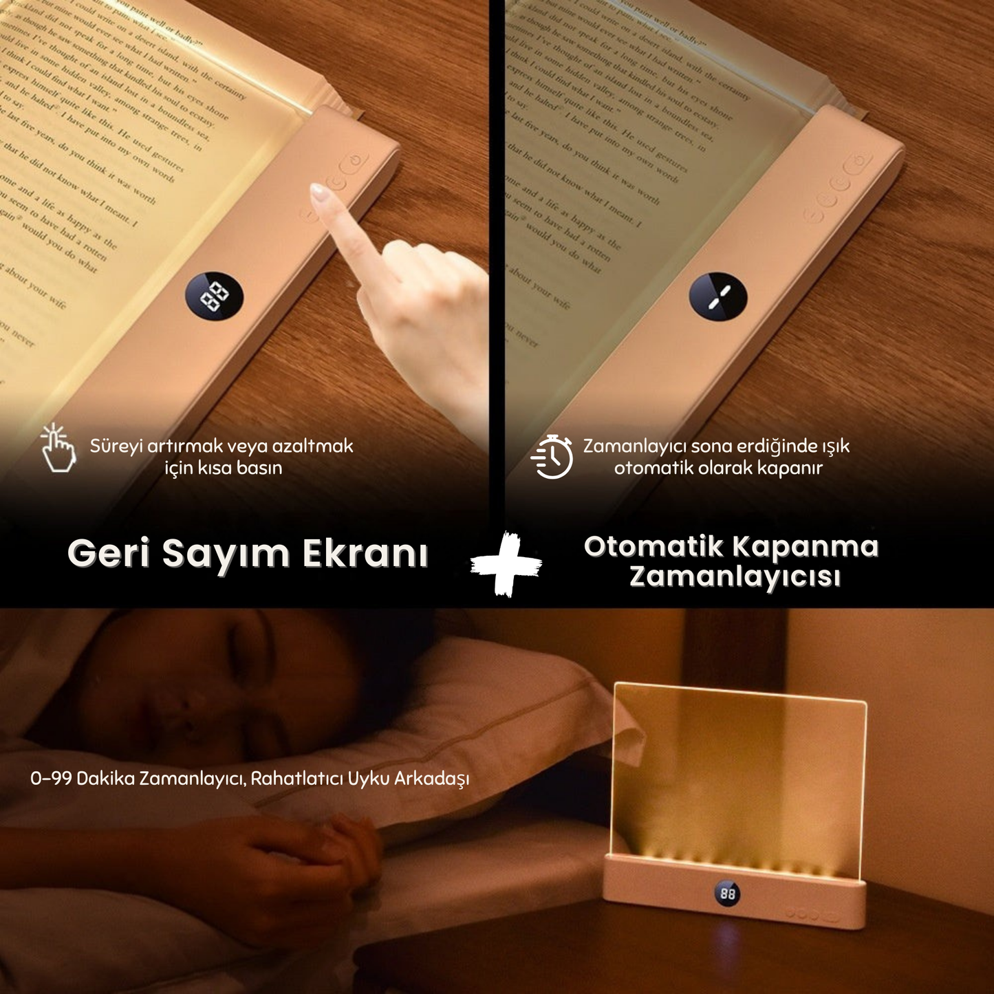 Şarjlı - Ayarlanabilir Işıklı Kitap Ayracı